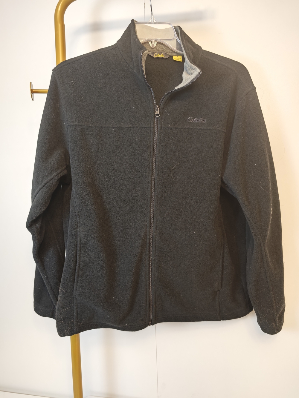 Cabelas Mens Black Full-Zip Fleece Jacket Medium RN 74747